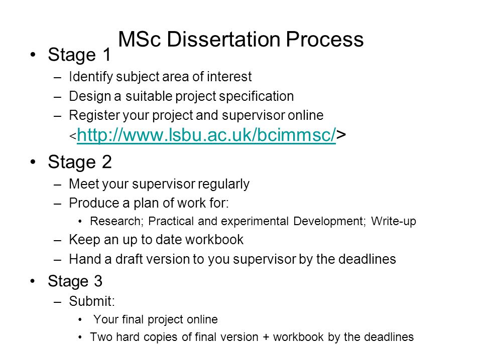 Project and dissertation